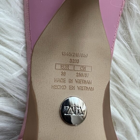 Zara Pink Leather Kitten Heel Sandals - Picture 3 of 5
